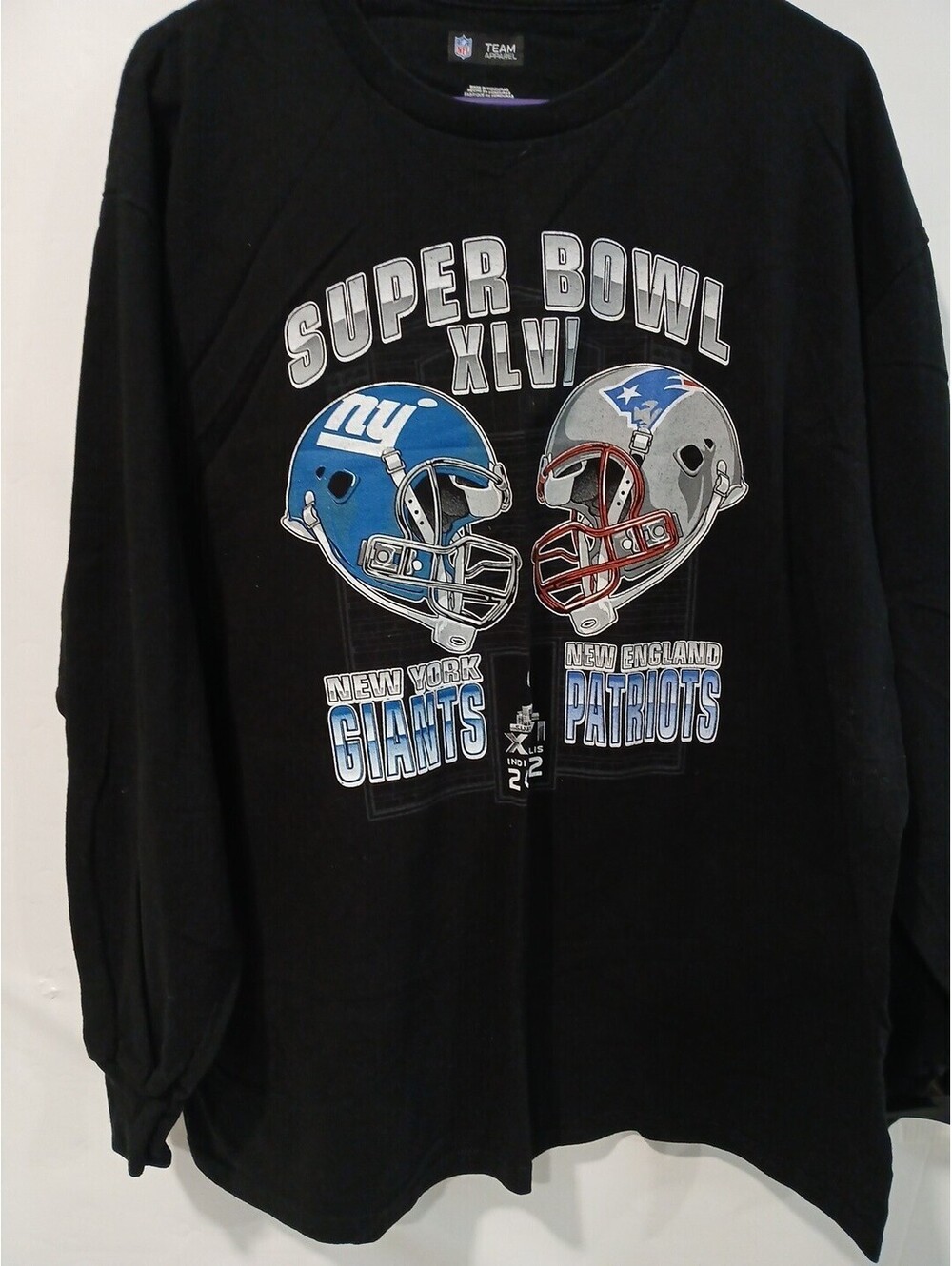 NFL Super Bowl XLVI 2012 New York Giants New England Patriots Men's T-Shirt XL